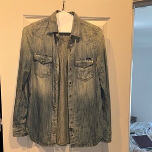 Diesel Blue Button Down Jean Shirt